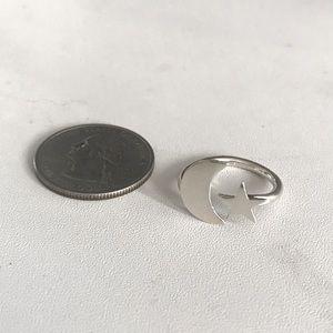 Sterling Silver Moon Star Ring size 5